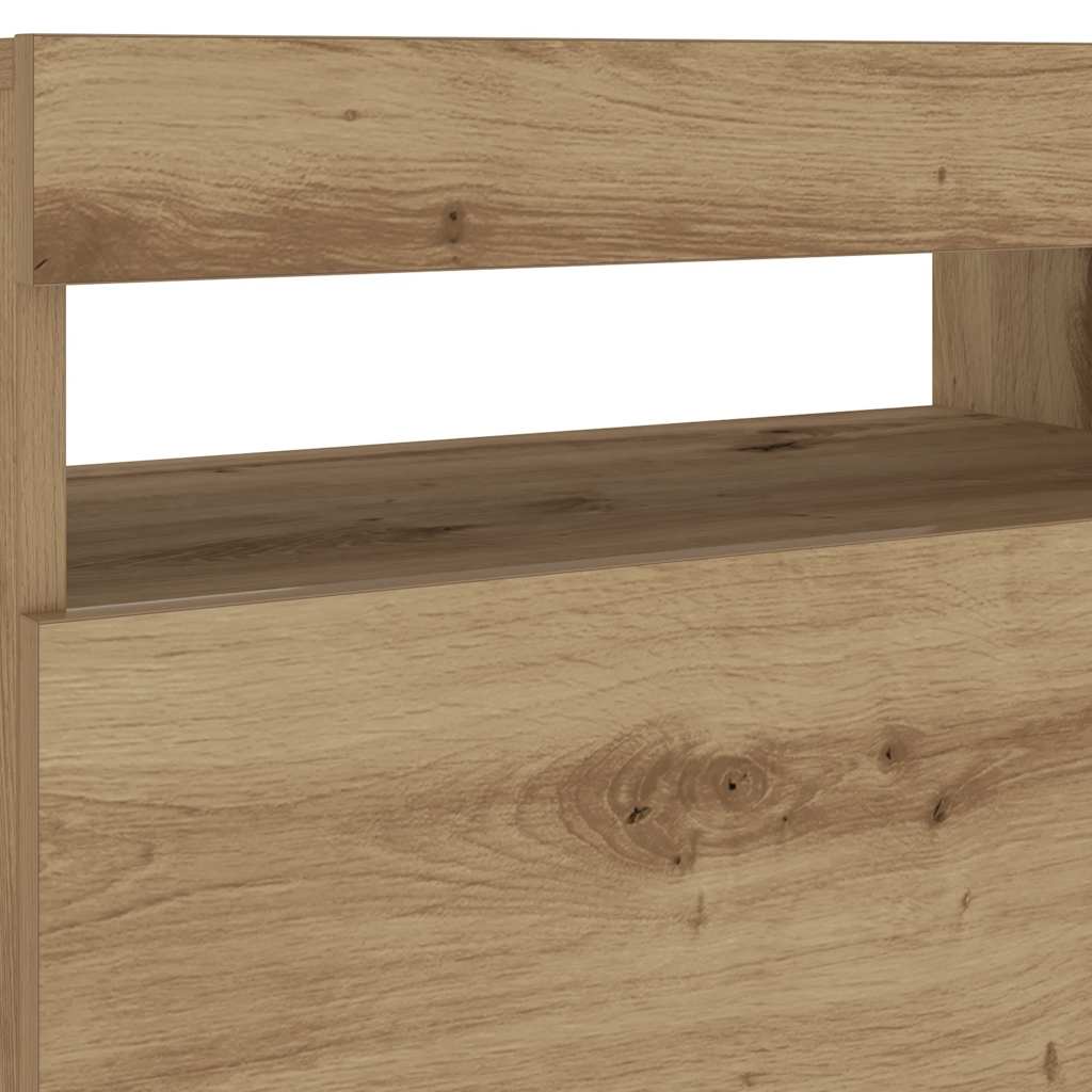 Sengeskab med LED-lys Artisan Eg 60x35x40 cm Konstrueret træ
