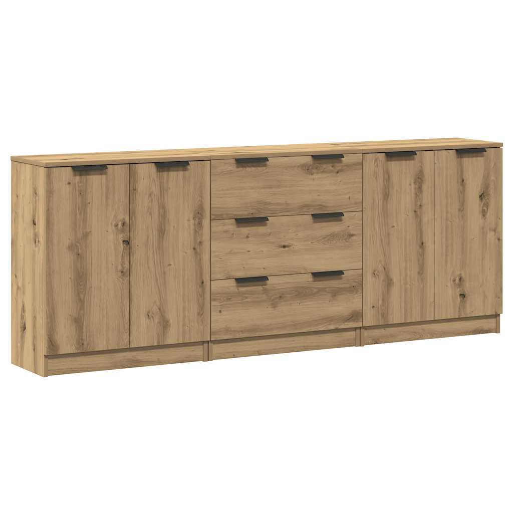 Skænke 3 stk Håndværks eg 60x30x70 cm Konstrueret træ
