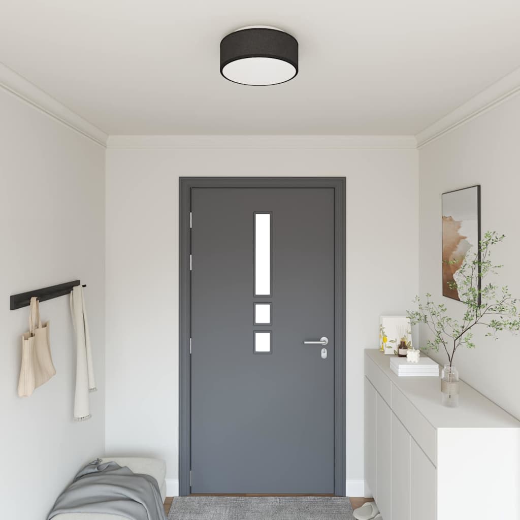 Loftlampe med spotlights Sort 30 x 30 x 13,5 cm Stof billede