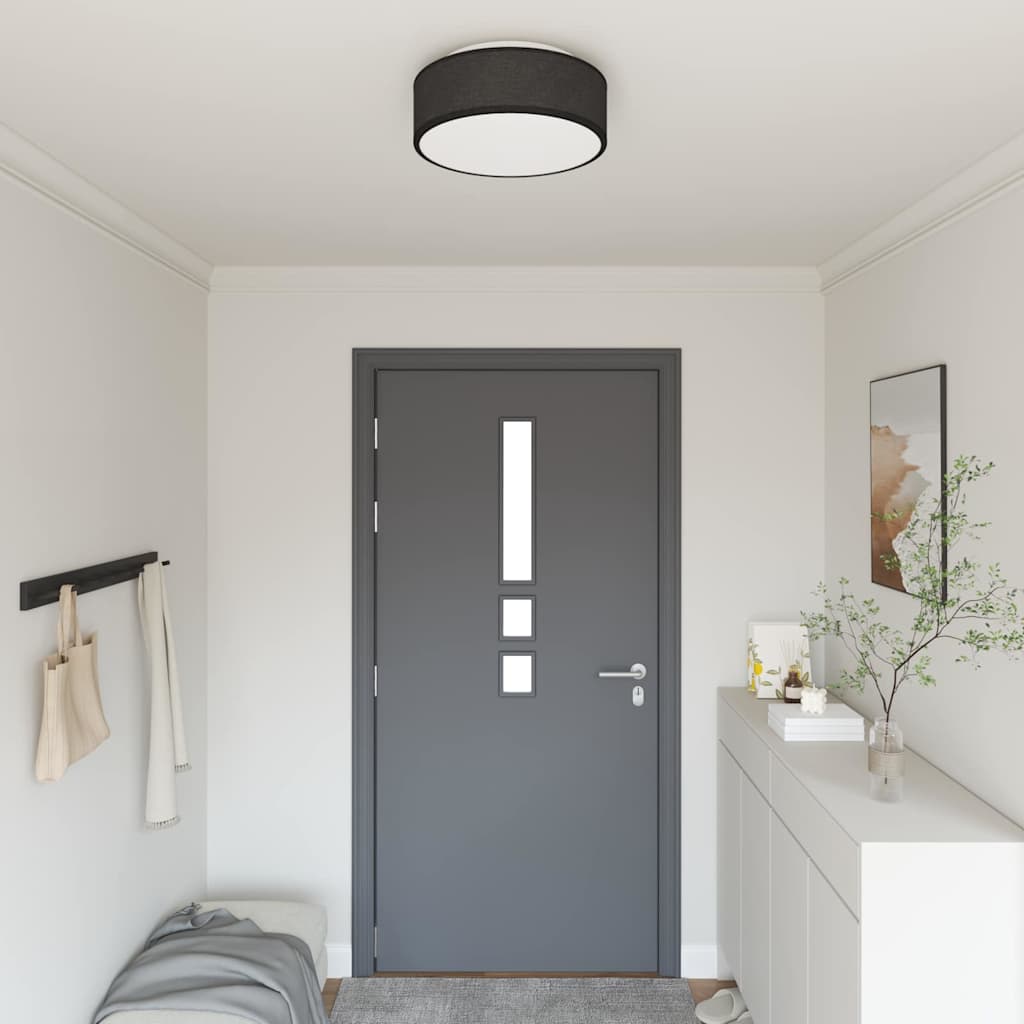 Loftlampe med spotlights Sort 38 x 38 x 13,5 cm Stof billede