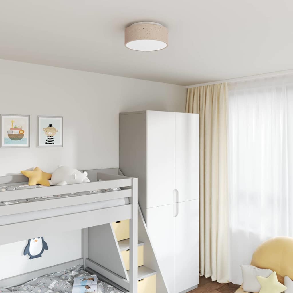 Loftlampe med spotlights Gråbrun 30 x 30 x 13,5 cm Stof billede