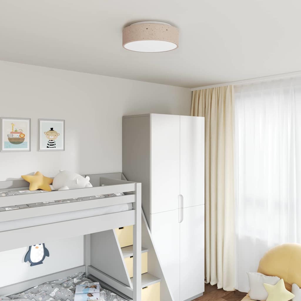 Loftlampe med spotlights Gråbrun 38 x 38 x 13,5 cm Stof billede