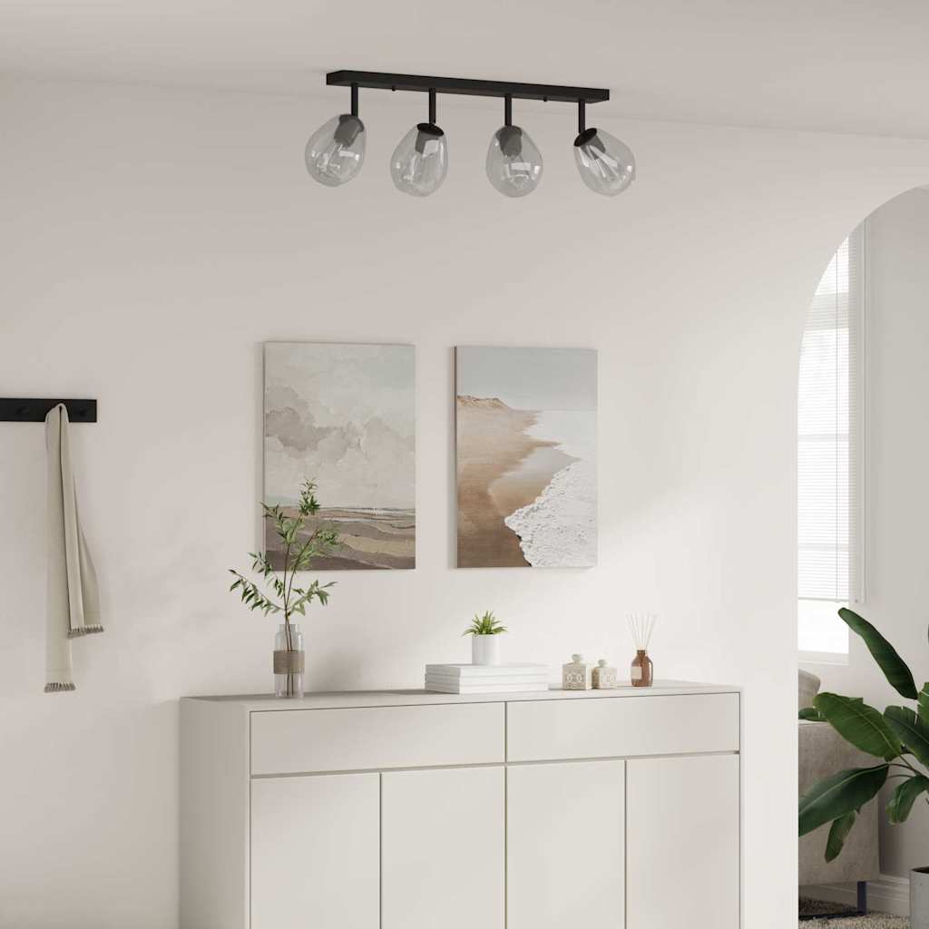 Loftsspot med spotlights Sort 73,5 x 13 x 26 cm Glas og Metal billede