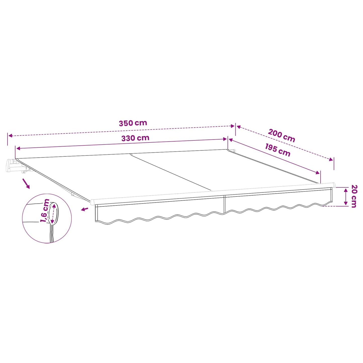 Reservedug til markise Cremefarvet 330 x 195 cm Polyester