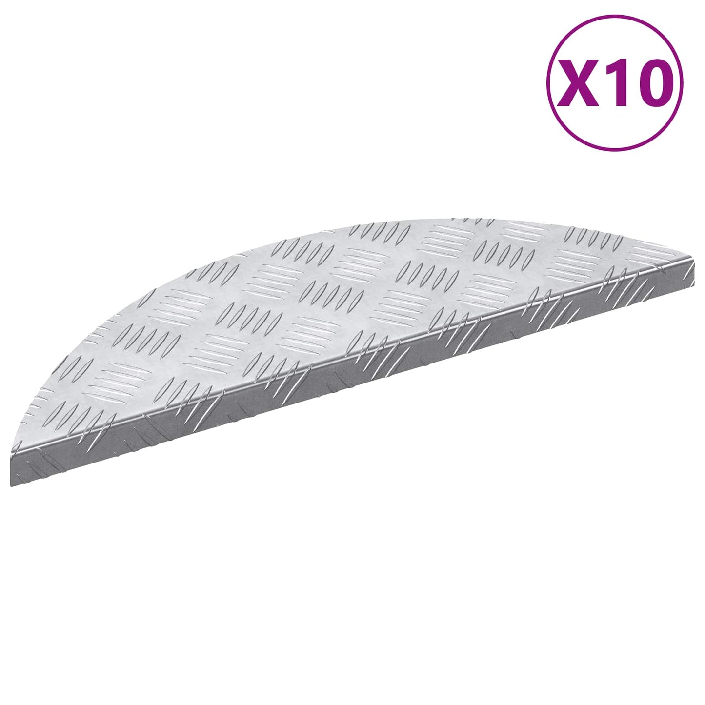 Trappe Tread Halvmåne 10 pcs Sølv 60 x 18 x 2,5 cm Aluminium
