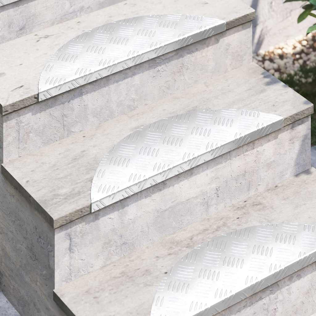 Trappe Tread Halvmåne 15 pcs Sølv 60 x 18 x 2,5 cm Aluminium