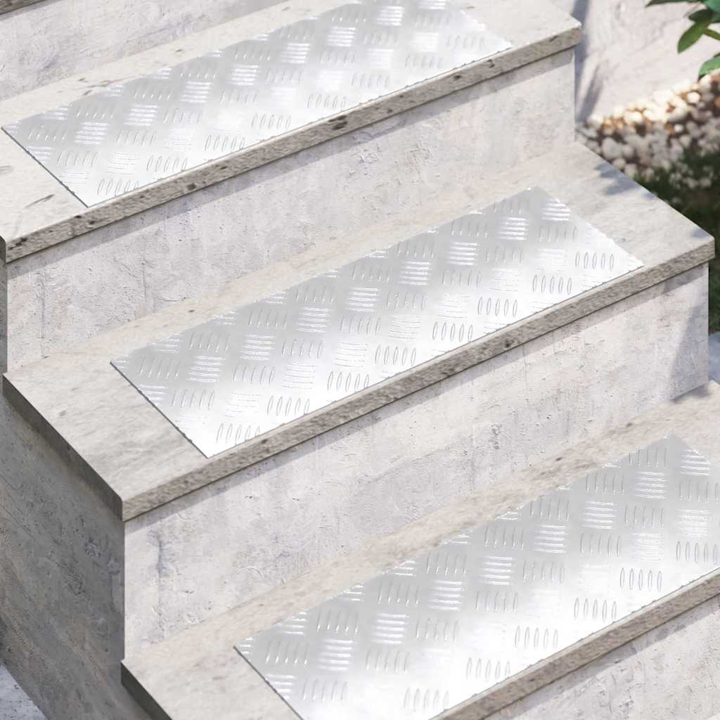 Trappe Tread Rektangulær 4 pcs Sølv 60 x 20 cm Aluminium