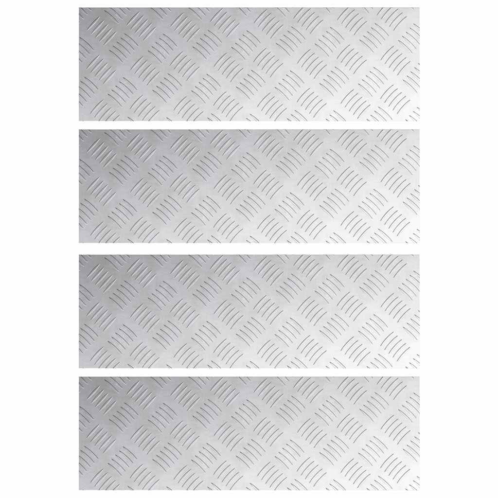 Trappe Tread Rektangulær 4 pcs Sølv 60 x 20 cm Aluminium