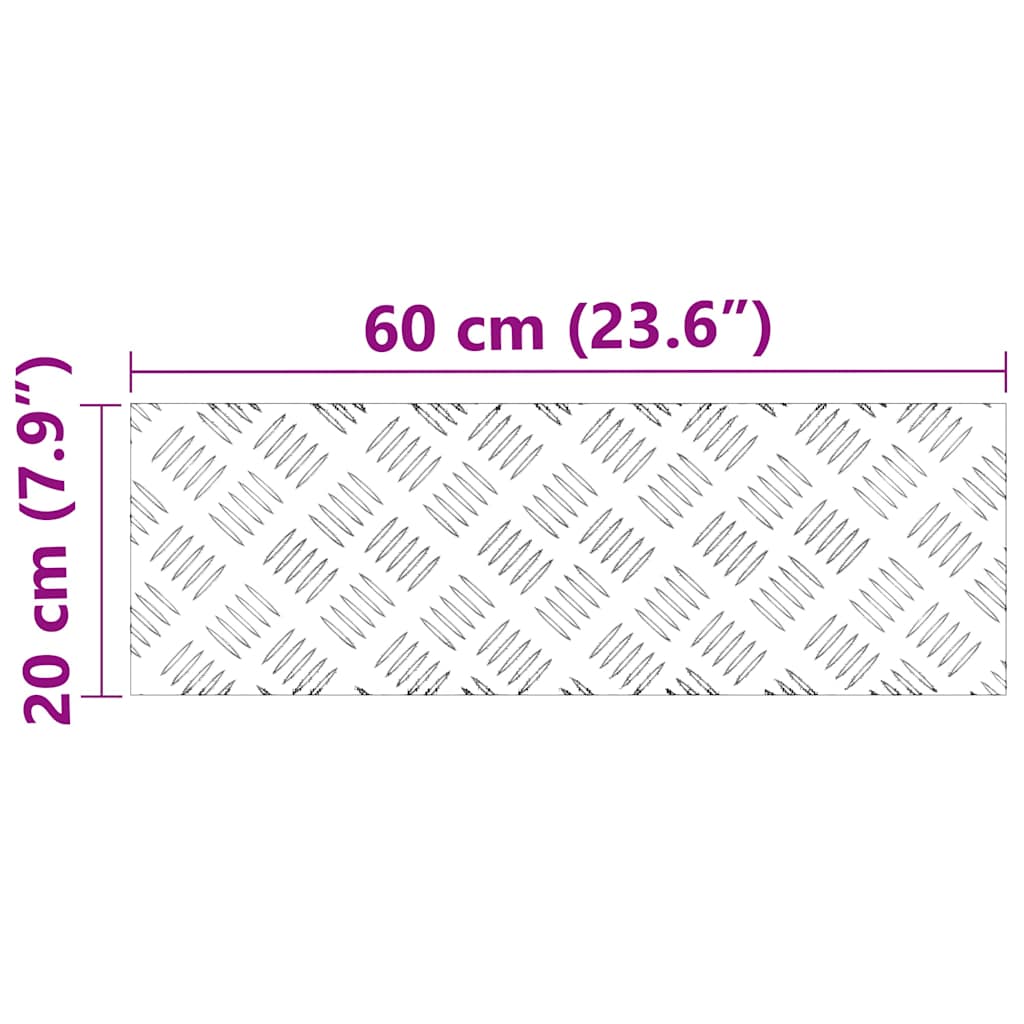 Trappe Tread Rektangulær 2 pcs Sølv 60 x 20 cm Aluminium