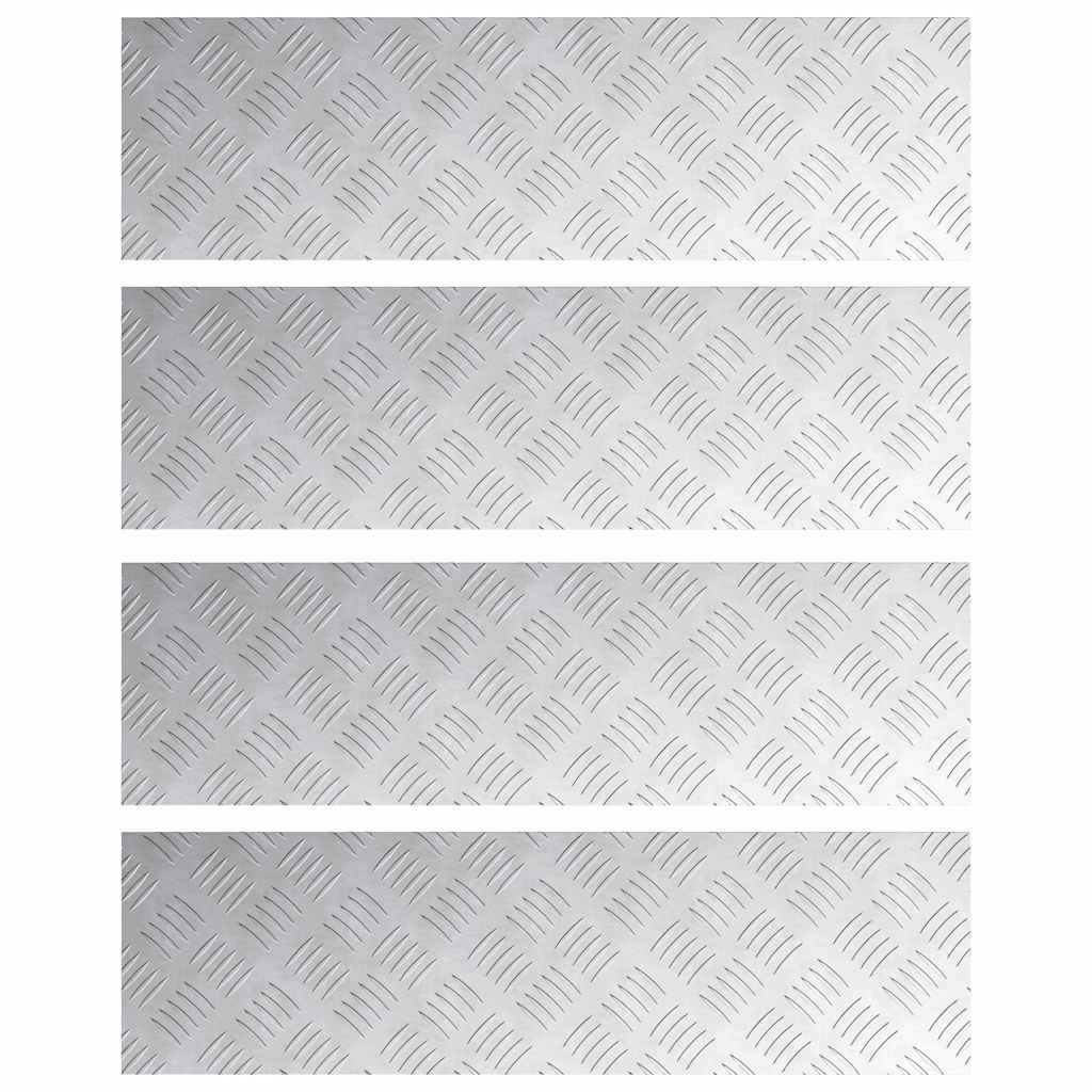 Trappe Tread Rektangulær 4 pcs Sølv 70 x 20 cm Aluminium