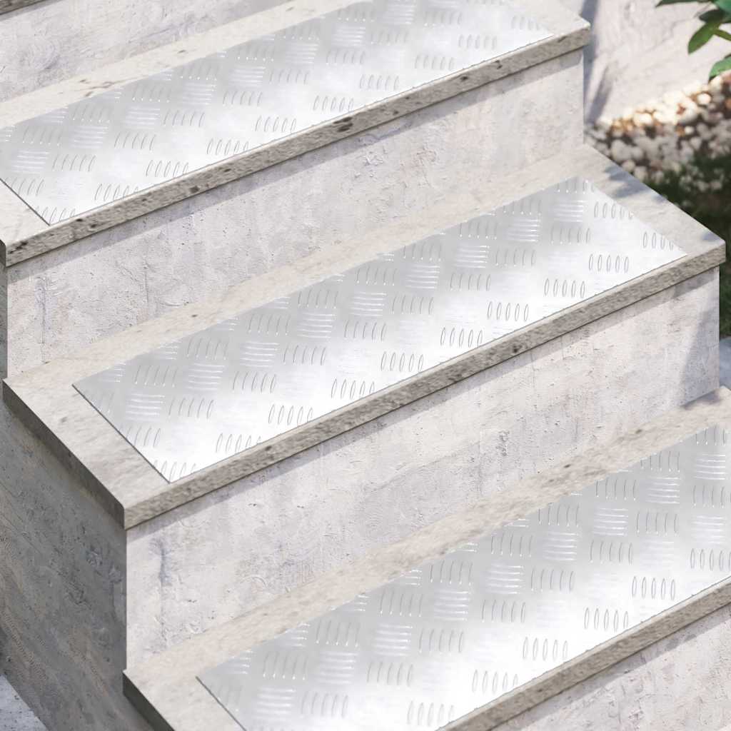 Trappe Tread Rektangulær 4 pcs Sølv 70 x 20 cm Aluminium