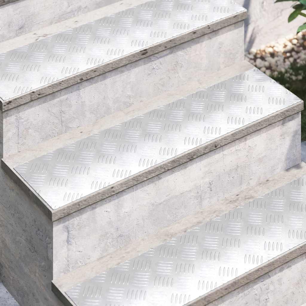 Trappe Tread Rektangulær 4 pcs Sølv 80 x 20 cm Aluminium