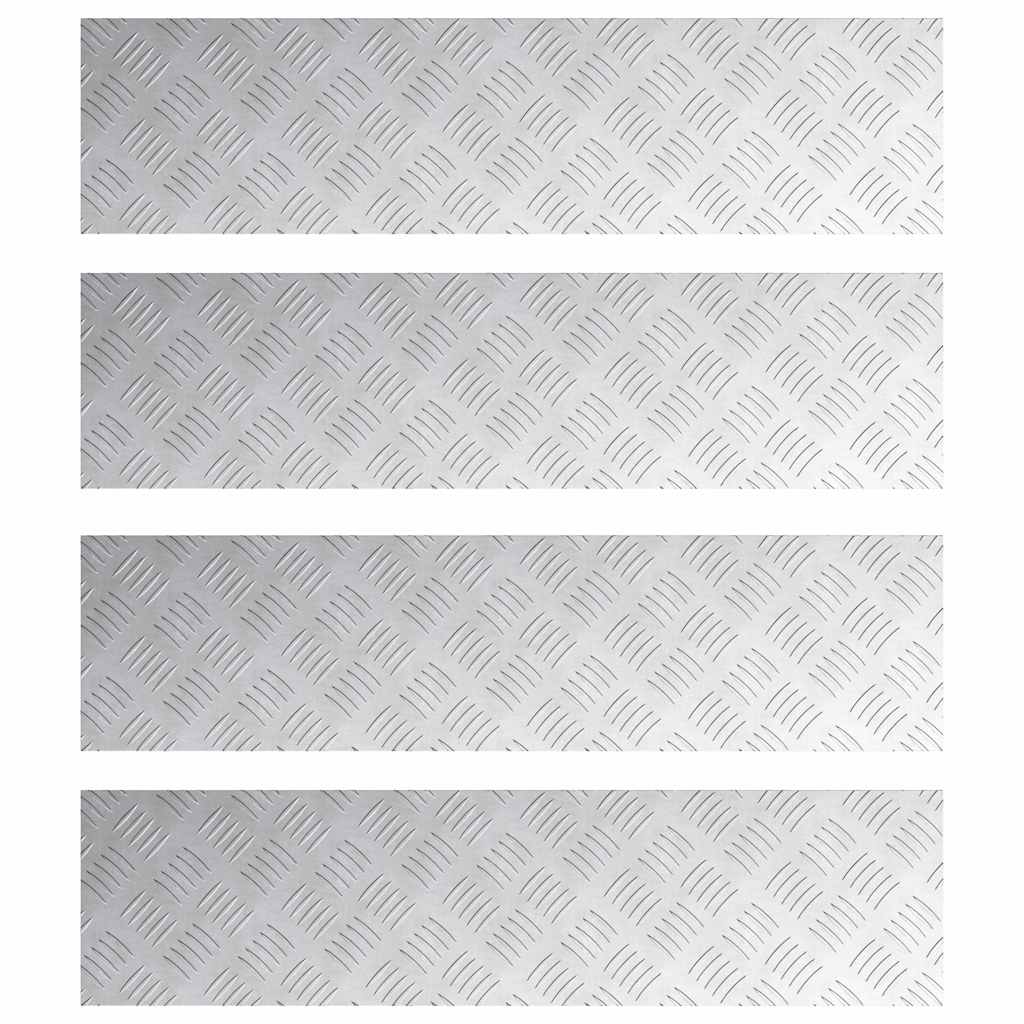 Trappe Tread Rektangulær 4 pcs Sølv 80 x 20 cm Aluminium