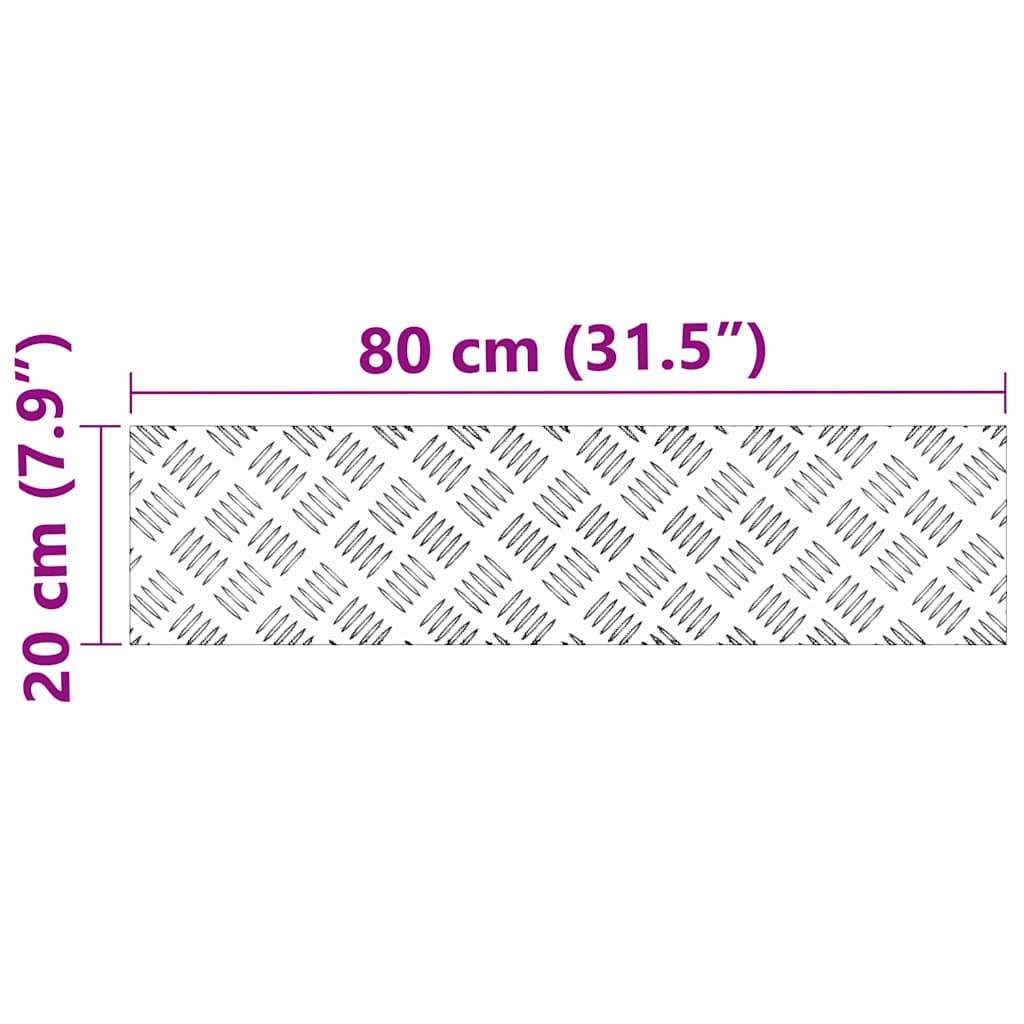 Trappe Tread Rektangulær 4 pcs Sølv 80 x 20 cm Aluminium