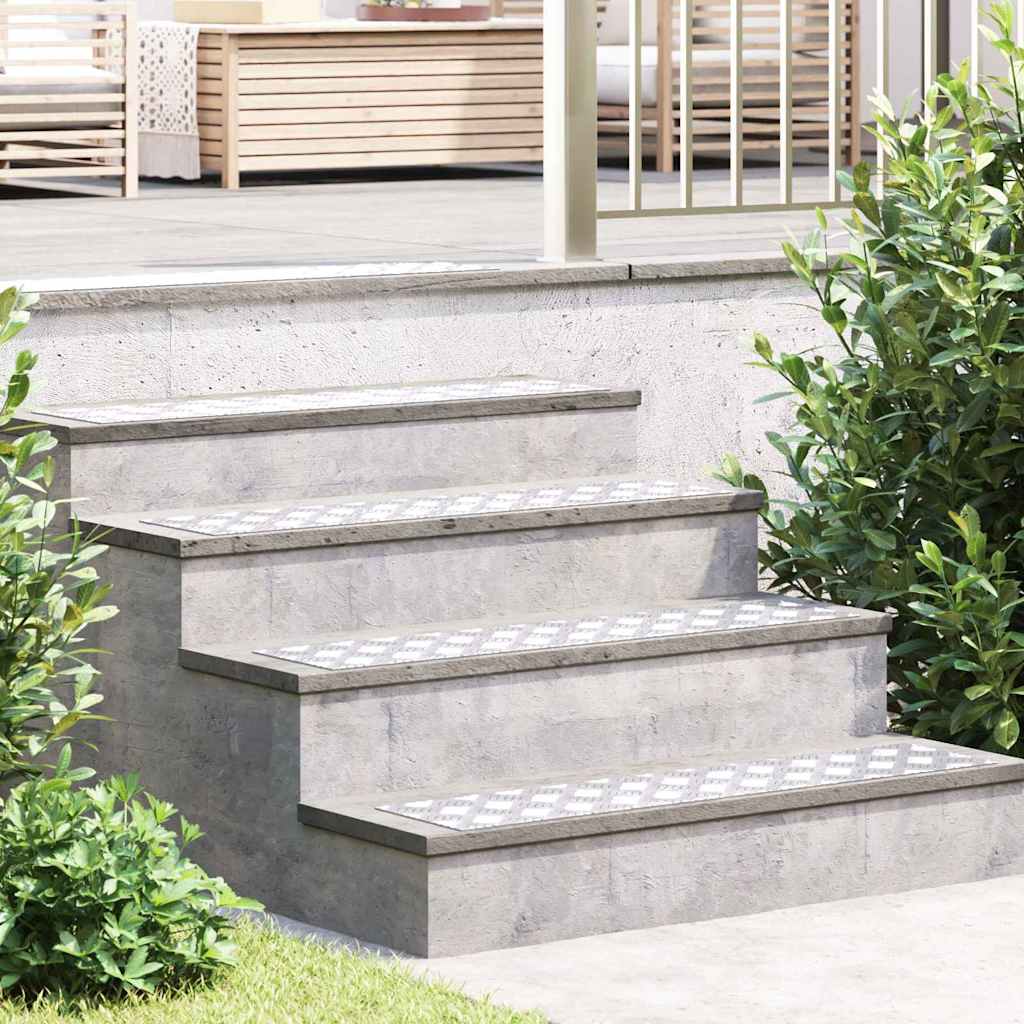 Trappe Tread Rektangulær 4 pcs Sølv 90 x 20 cm Aluminium