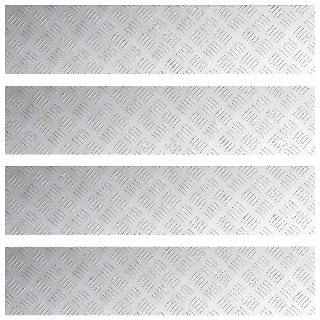 Trappe Tread Rektangulær 4 pcs Sølv 90 x 20 cm Aluminium