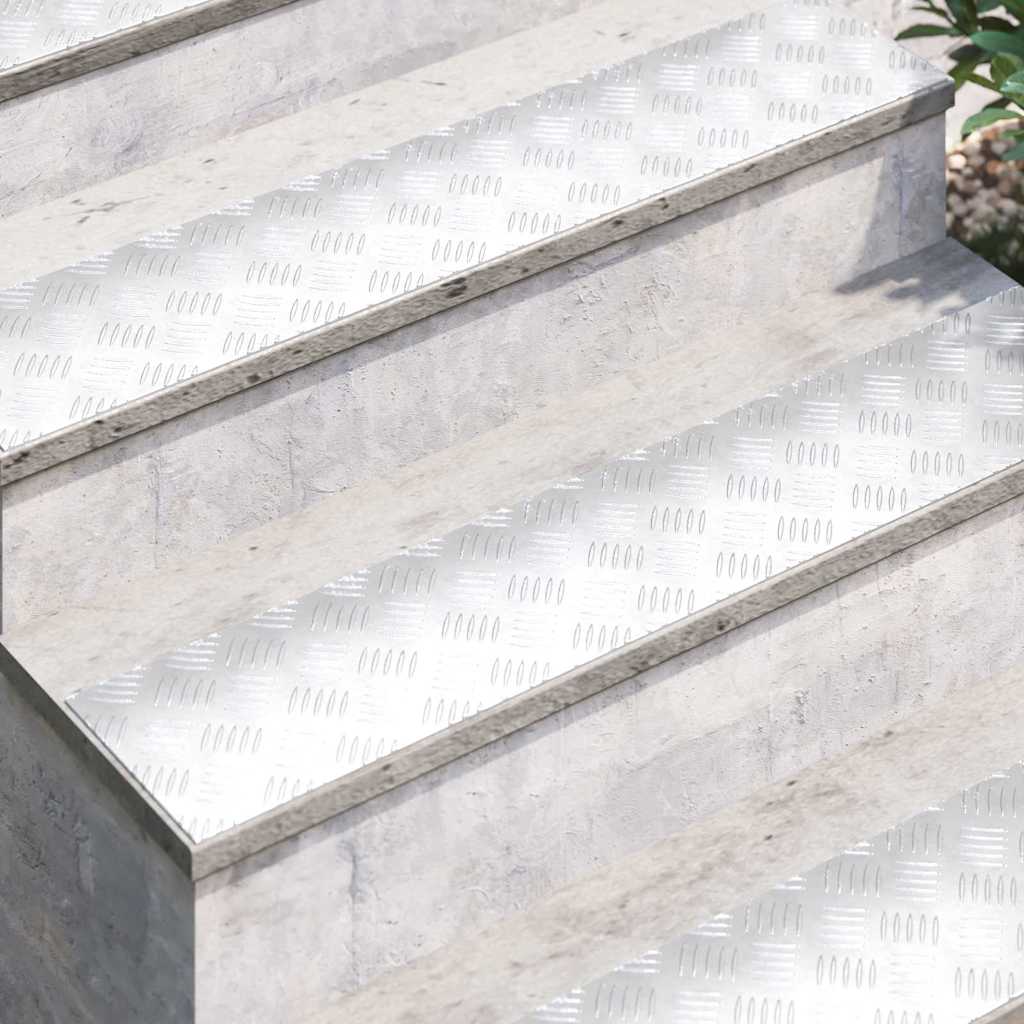 Trappe Tread Rektangulær 4 pcs Sølv 100 x 20 cm Aluminium