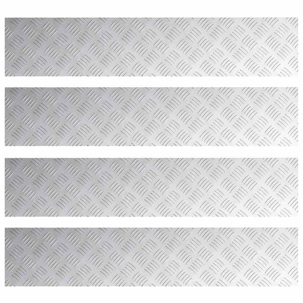 Trappe Tread Rektangulær 4 pcs Sølv 100 x 20 cm Aluminium