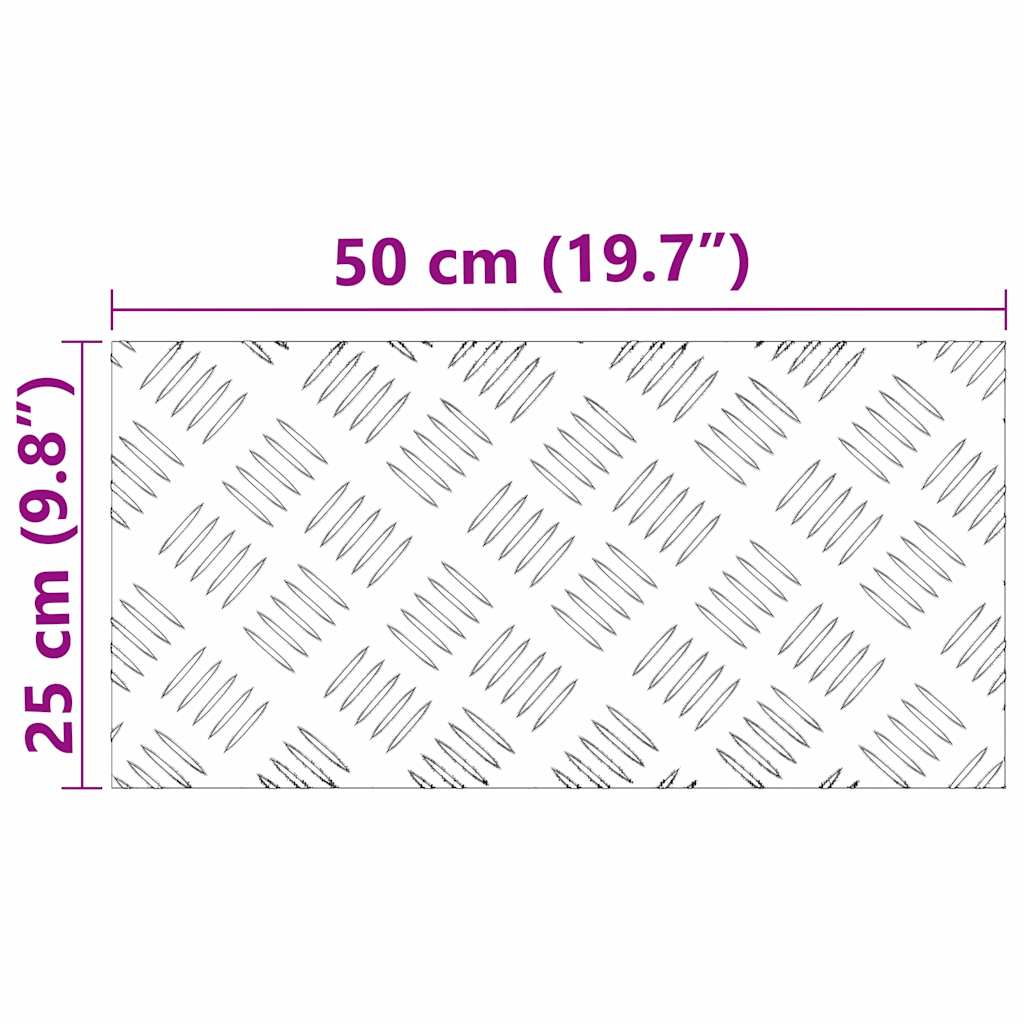 Trappe Tread Rektangulær 2 pcs Sølv 50 x 25 cm Aluminium