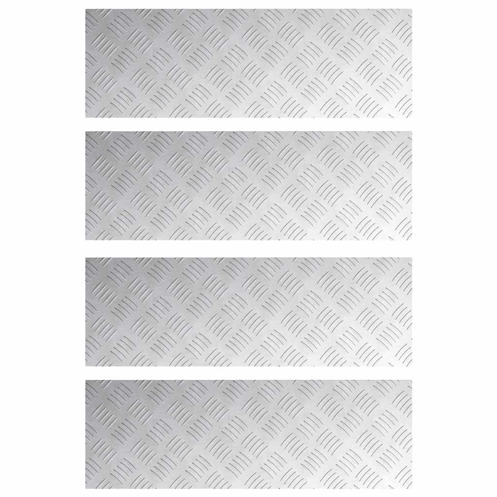 Trappe Tread Rektangulær 4 pcs Sølv 75 x 25 cm Aluminium