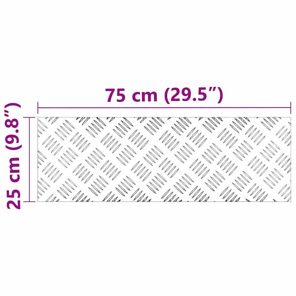 Trappe Tread Rektangulær 4 pcs Sølv 75 x 25 cm Aluminium