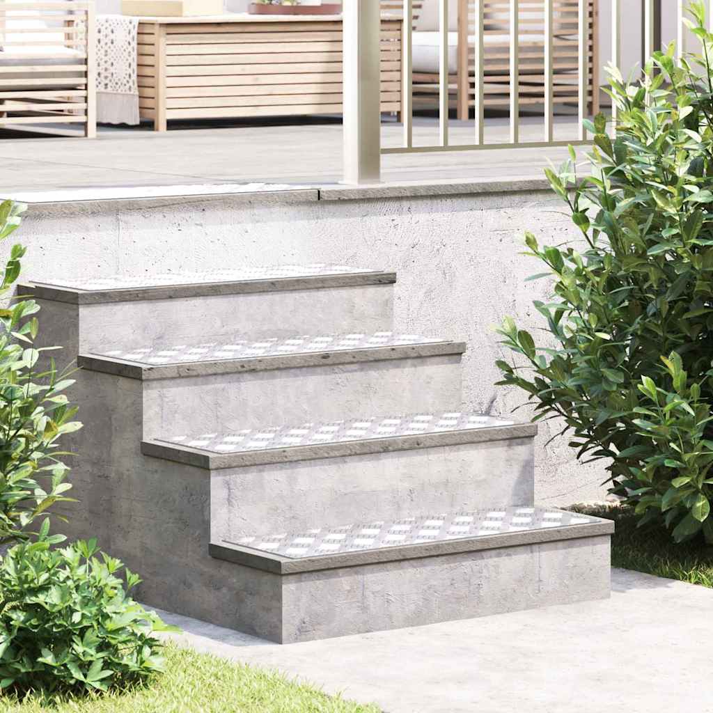 Trappe Tread Rektangulær 4 pcs Sølv 75 x 25 cm Aluminium