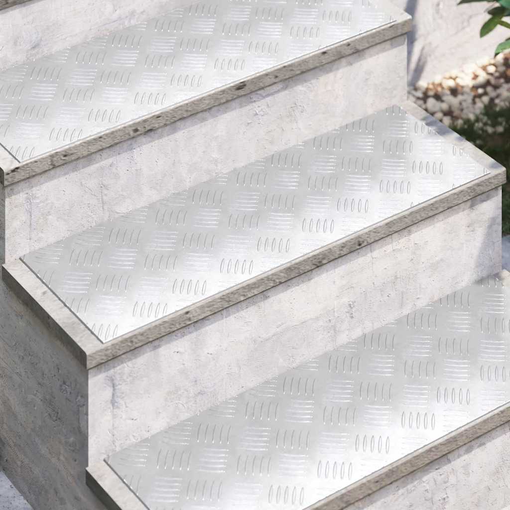 Trappe Tread Rektangulær 4 pcs Sølv 75 x 25 cm Aluminium