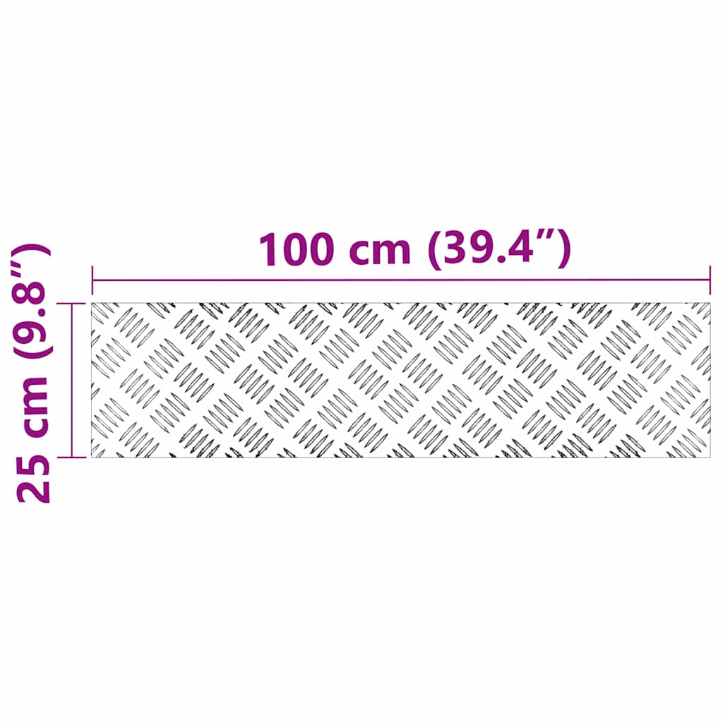 Trappe Tread Rektangulær 2 pcs Sølv 100 x 25 cm Aluminium