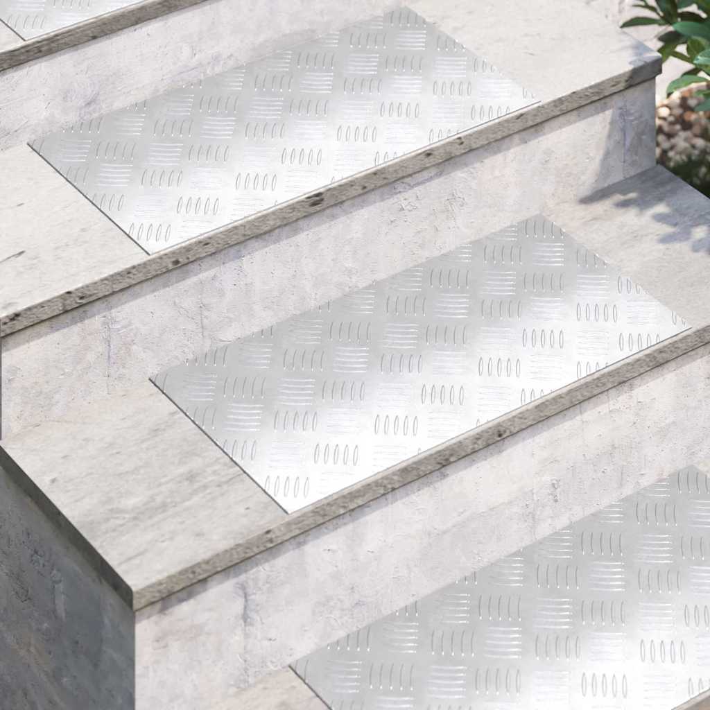 Trappe Tread Rektangulær 4 pcs Sølv 60 x 30 cm Aluminium