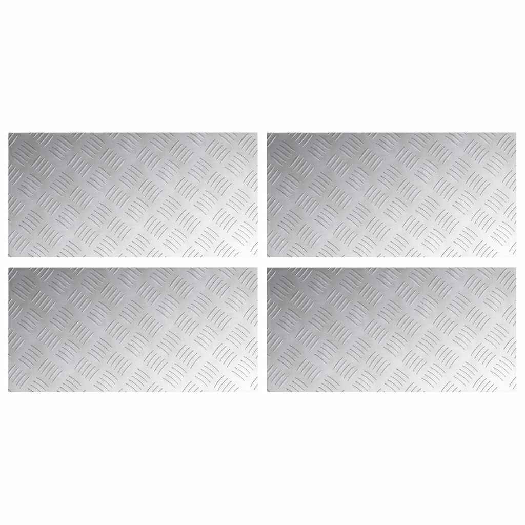 Trappe Tread Rektangulær 4 pcs Sølv 60 x 30 cm Aluminium
