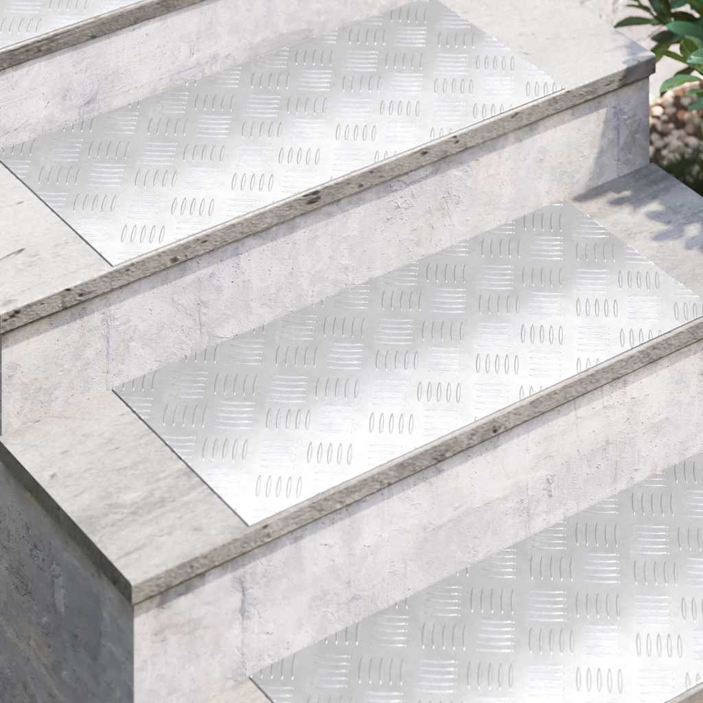 Trappe Tread Rektangulær 4 pcs Sølv 70 x 30 cm Aluminium