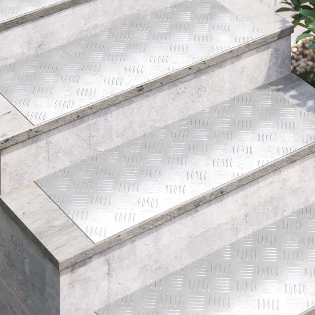 Trappe Tread Rektangulær 4 pcs Sølv 80 x 30 cm Aluminium