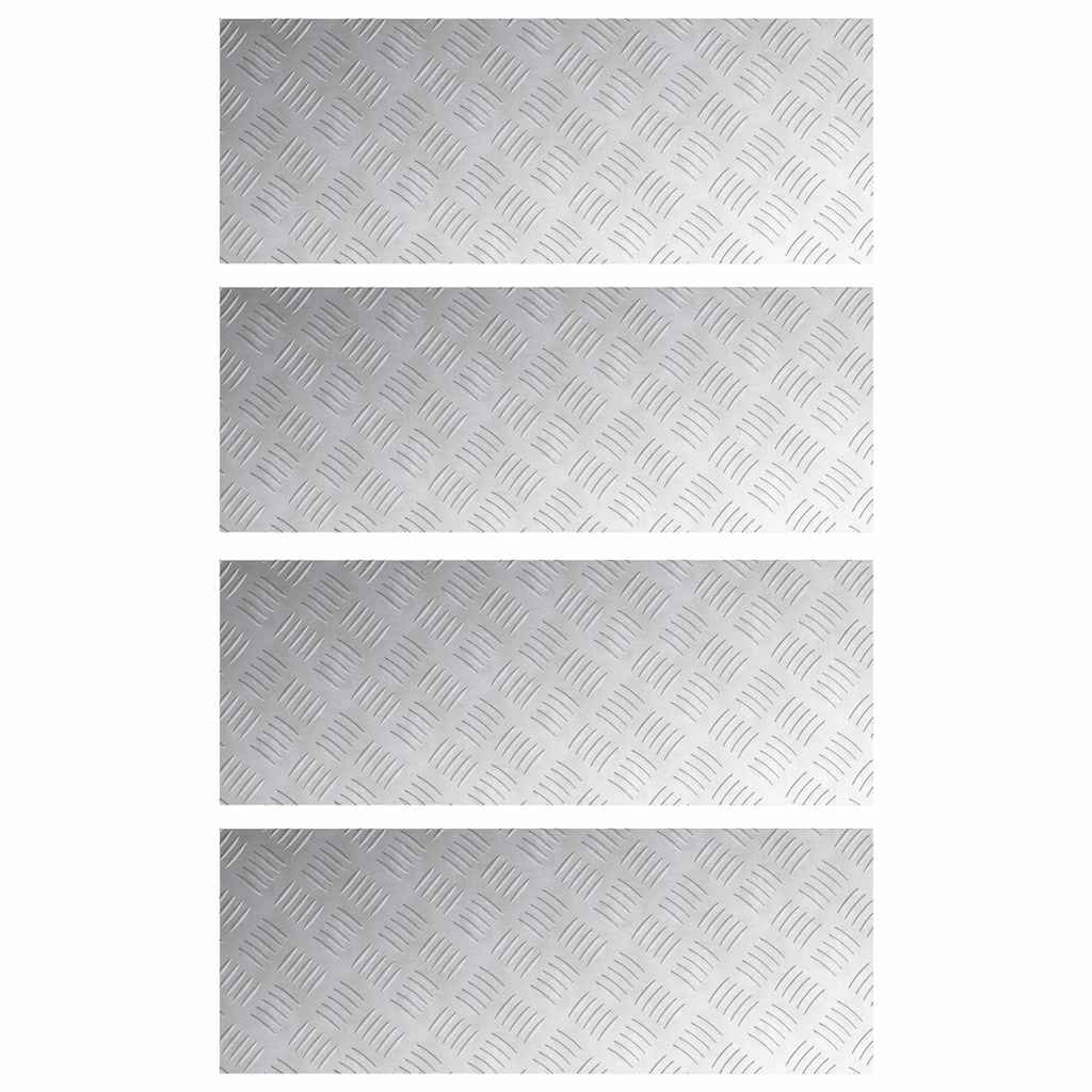 Trappe Tread Rektangulær 4 pcs Sølv 80 x 30 cm Aluminium
