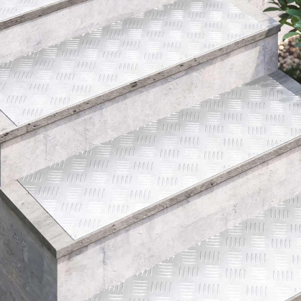 Trappe Tread Rektangulær 4 pcs Sølv 90 x 30 cm Aluminium