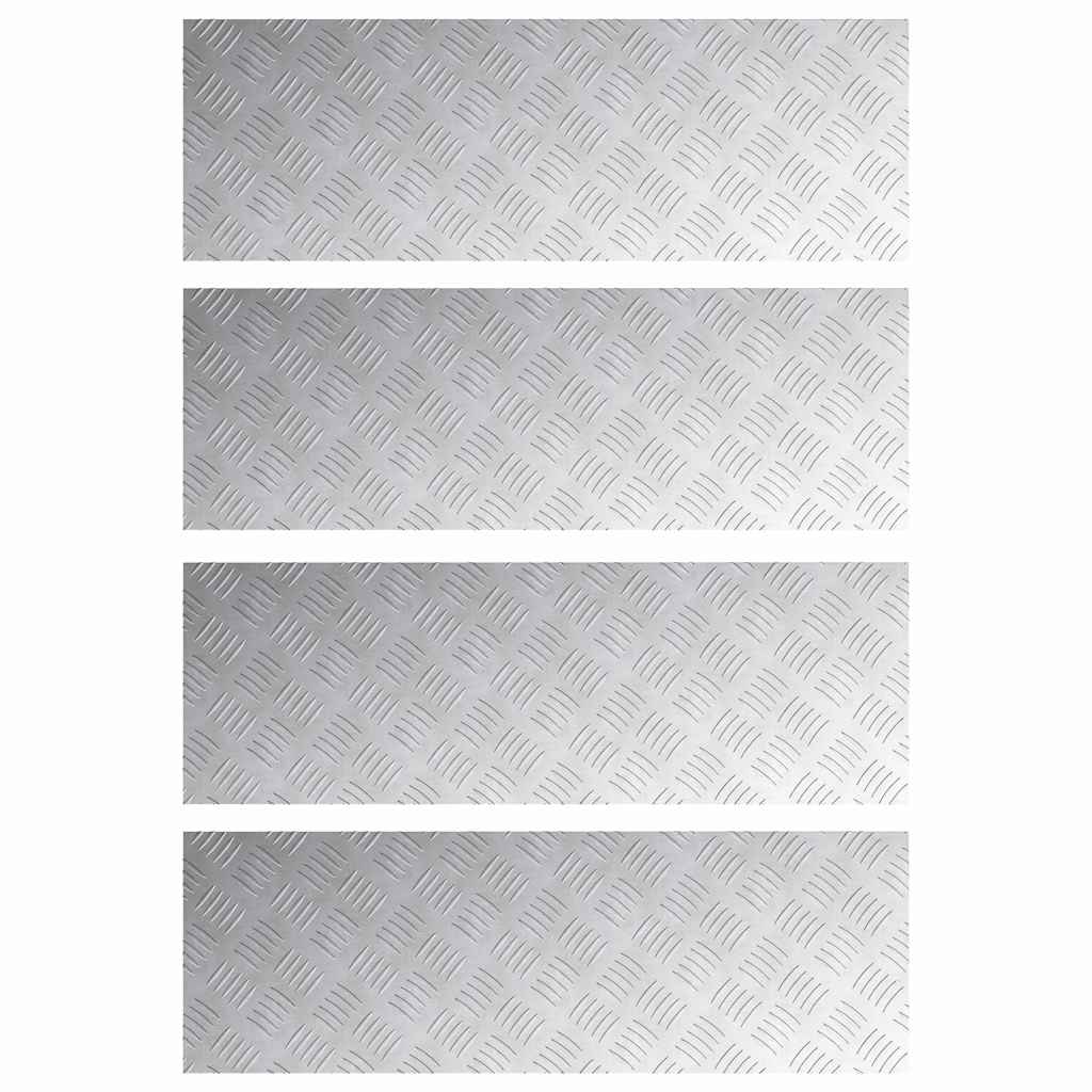 Trappe Tread Rektangulær 4 pcs Sølv 90 x 30 cm Aluminium