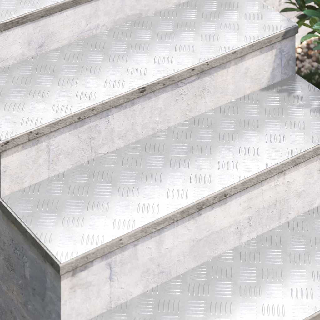 Trappe Tread Rektangulær 4 pcs Sølv 100 x 30 cm Aluminium
