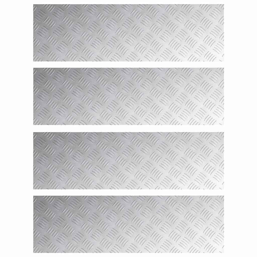 Trappe Tread Rektangulær 4 pcs Sølv 100 x 30 cm Aluminium