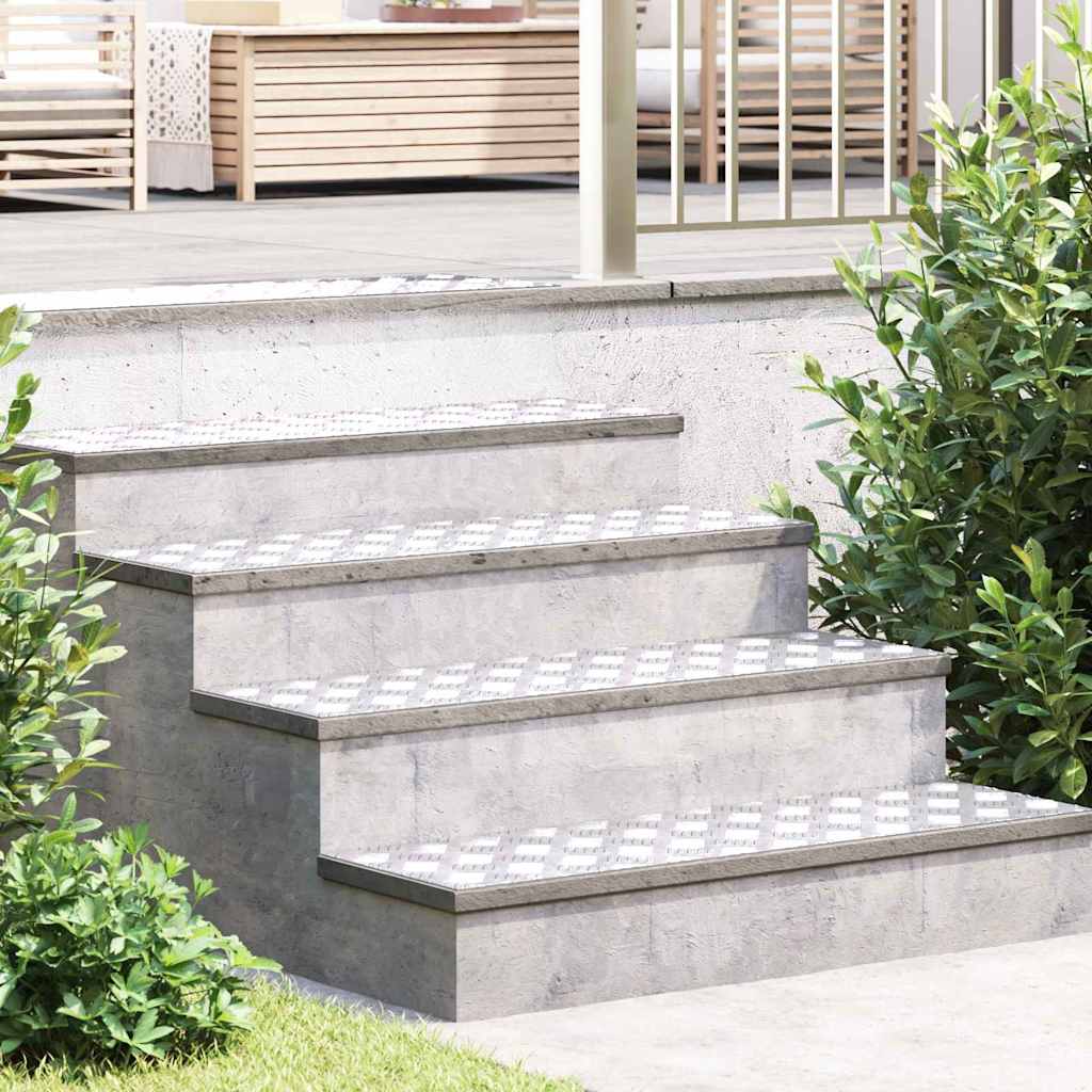 Trappe Tread Rektangulær 4 pcs Sølv 100 x 30 cm Aluminium