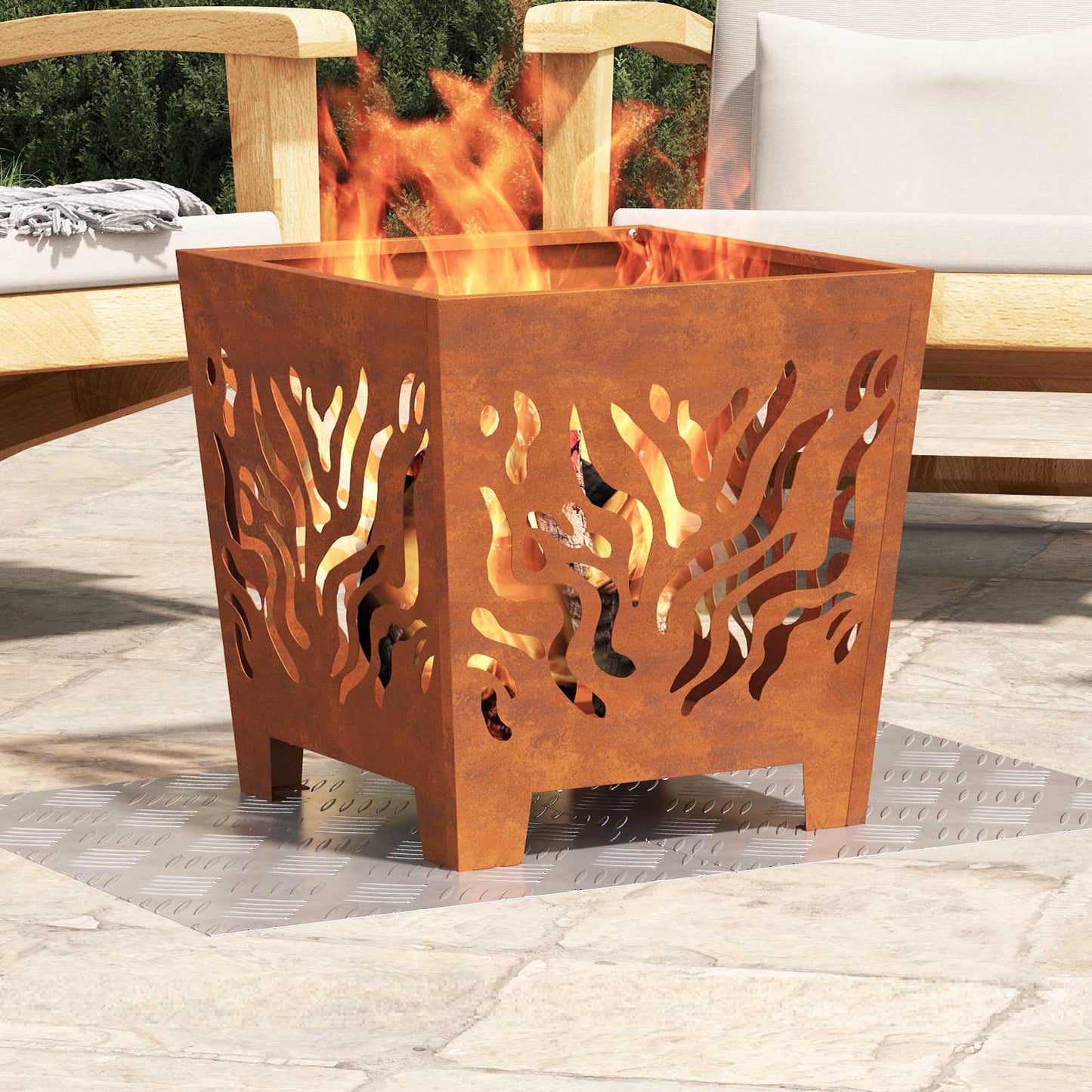 Trappe Tread Rektangulær 4 pcs Sølv 50 x 40 cm Aluminium