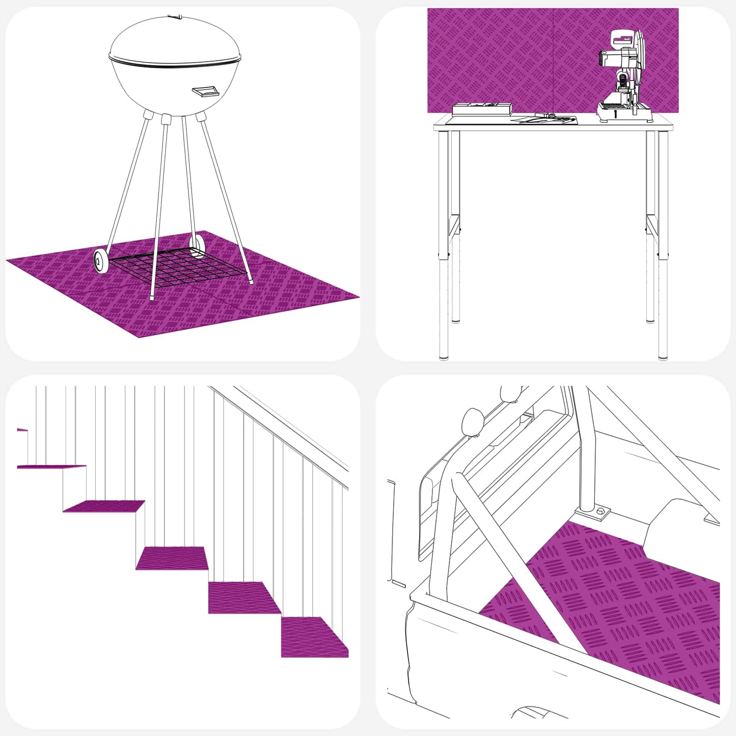 Trappe Tread Rektangulær 4 pcs Sølv 50 x 40 cm Aluminium