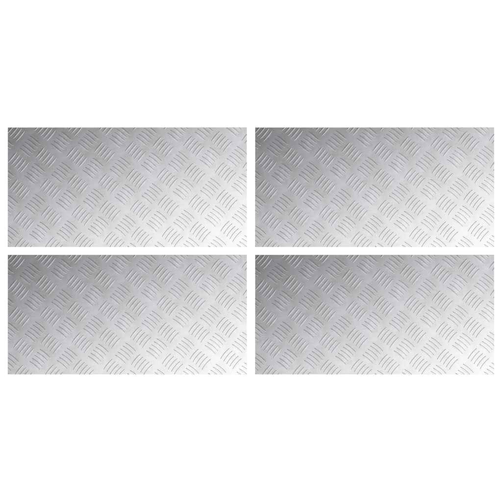 Trappe Tread Rektangulær 4 pcs Sølv 80 x 40 cm Aluminium