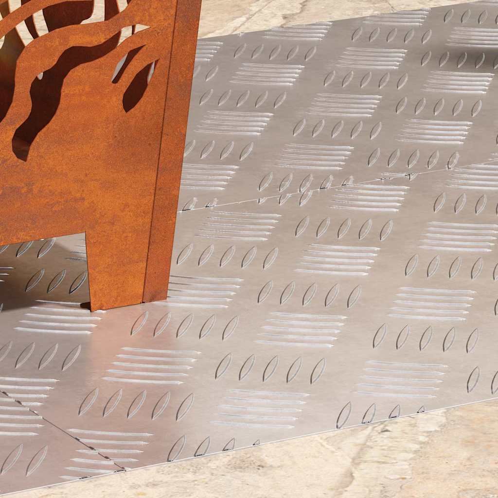 Trappe Tread Rektangulær 4 pcs Sølv 80 x 40 cm Aluminium