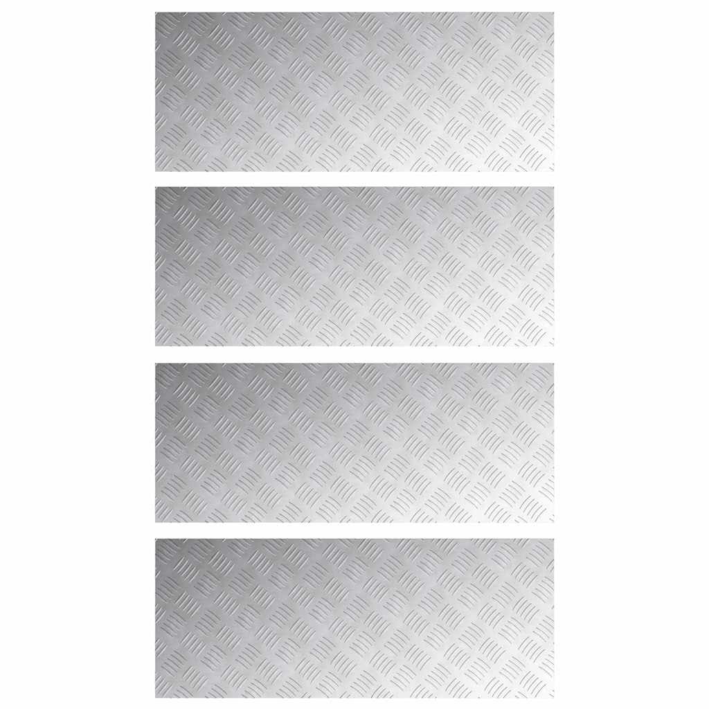Trappe Tread Rektangulær 4 pcs Sølv 100 x 40 cm Aluminium