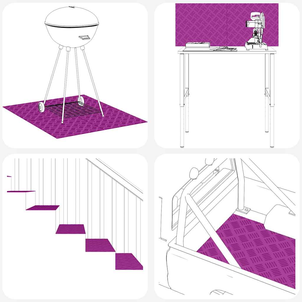 Trappe Tread Rektangulær 2 pcs Sølv 70 x 50 cm Aluminium