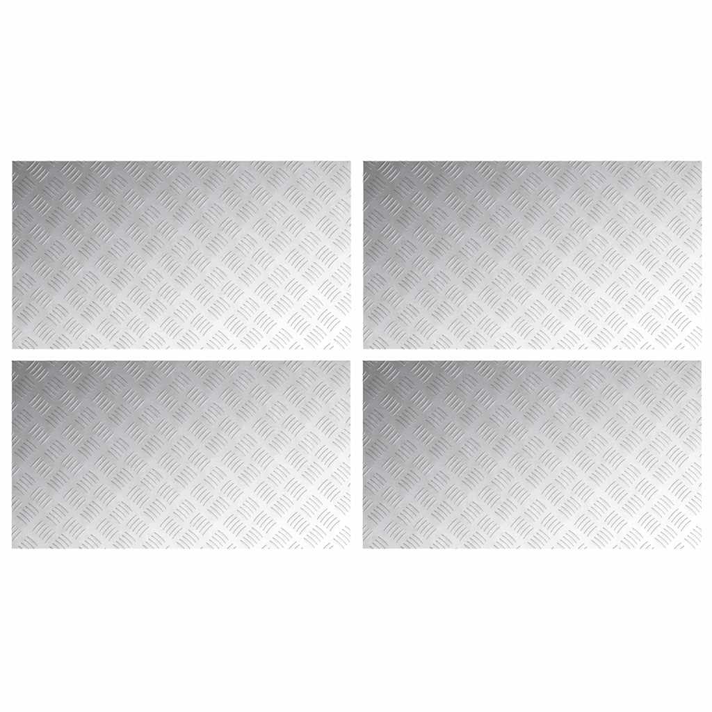 Trappe Tread Rektangulær 4 pcs Sølv 90 x 50 cm Aluminium