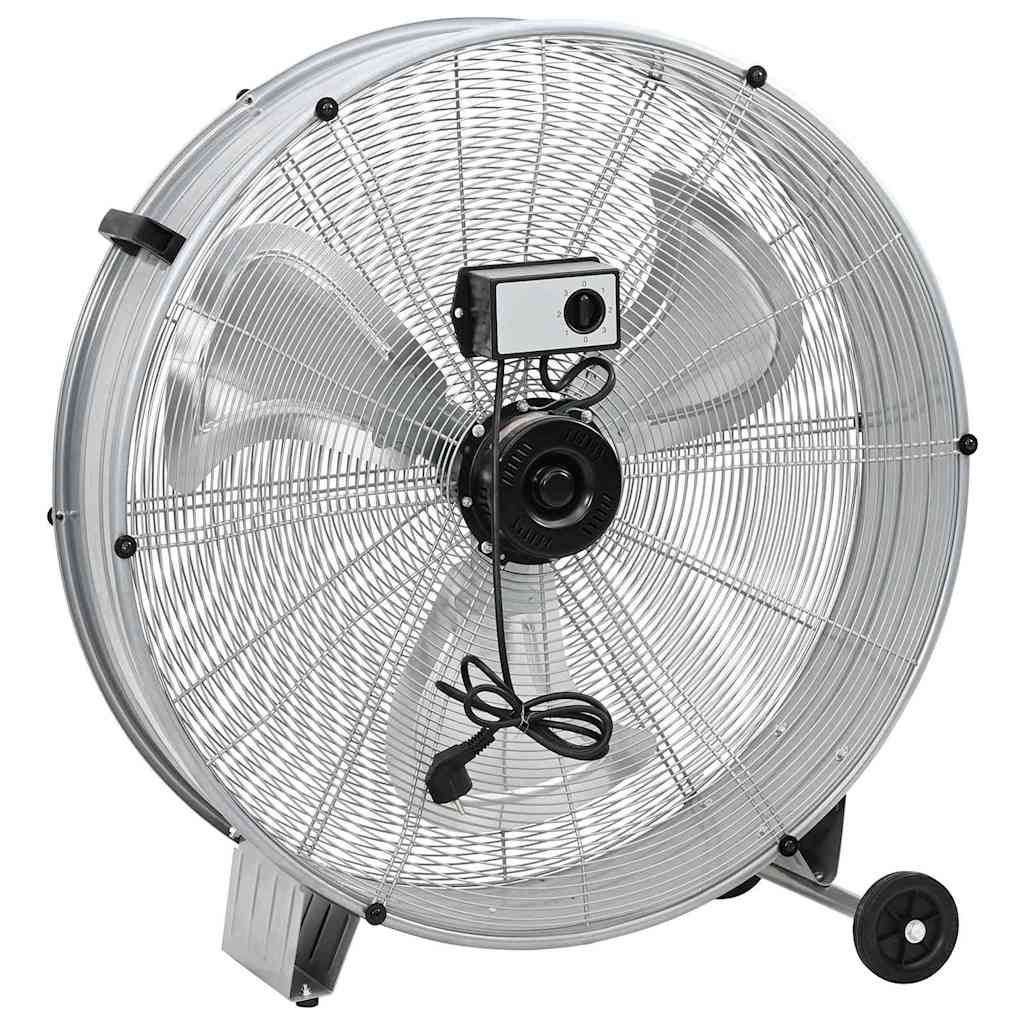 Tromleventilator med hjul Sølv 79 x 37 x 82 cm Aluminium