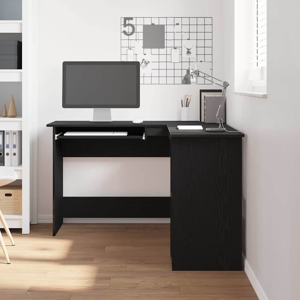 Hjørneskrivebord Sort eg 120 x 140 x 75 cm Konstrueret træ