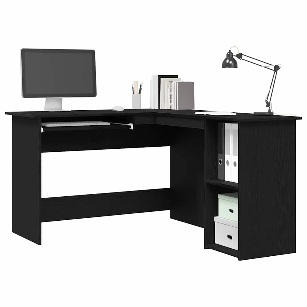 Hjørneskrivebord Sort eg 120 x 140 x 75 cm Konstrueret træ