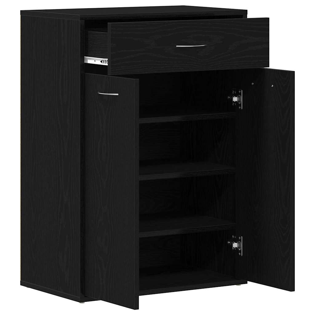 Skostativ med skuffe Sort eg 60 x 35 x 84 cm Konstrueret træ