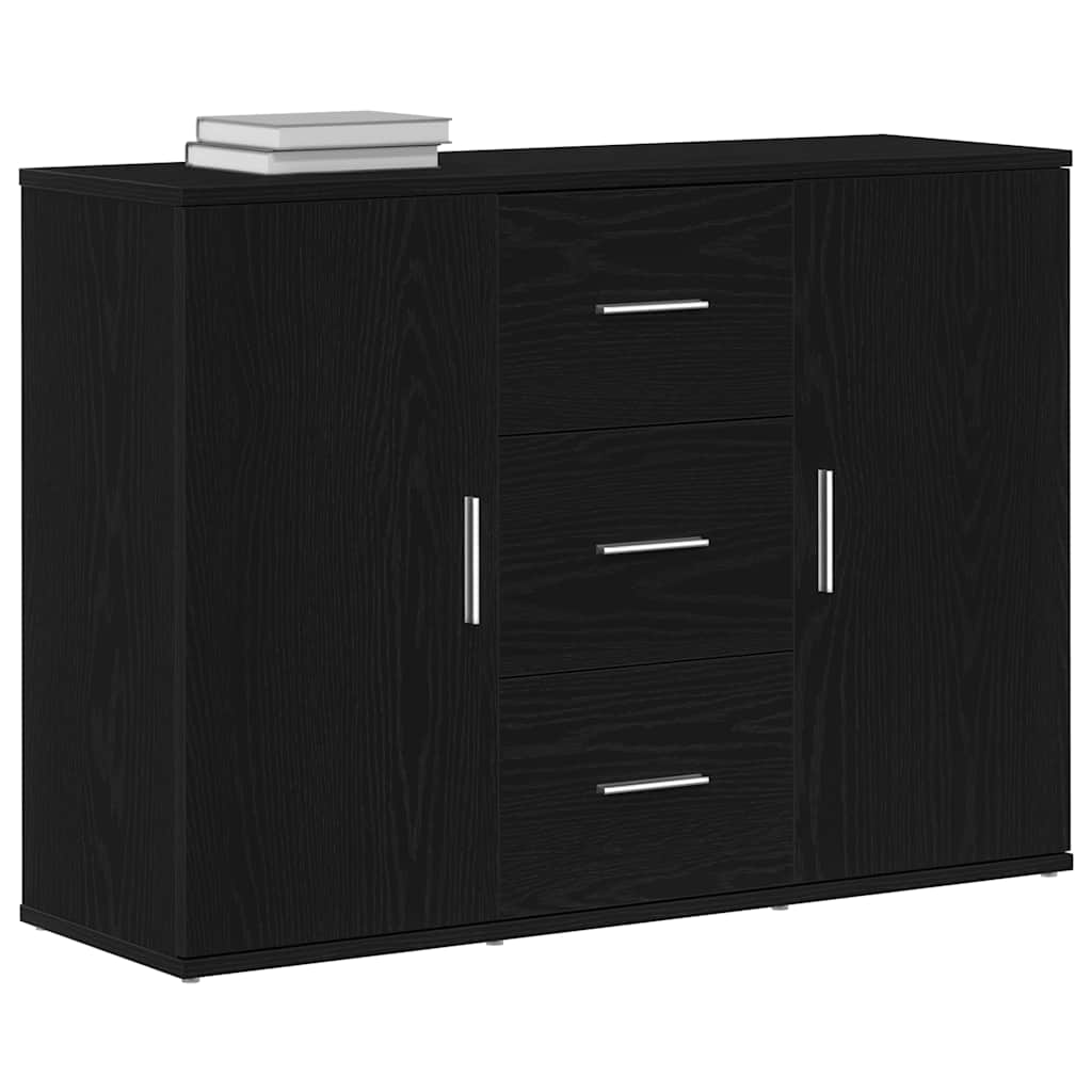 skænk 91x29,5x65 cm konstrueret træ sort egetræsfarve
